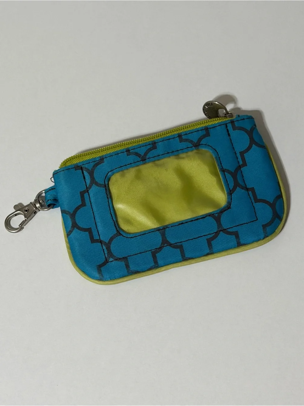 Travelon Teal Geometric ID Pouch with Lime Trim and RFID Blocking